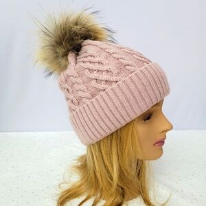 Women's Winter beanie/ Hat knit cozy with pom pom